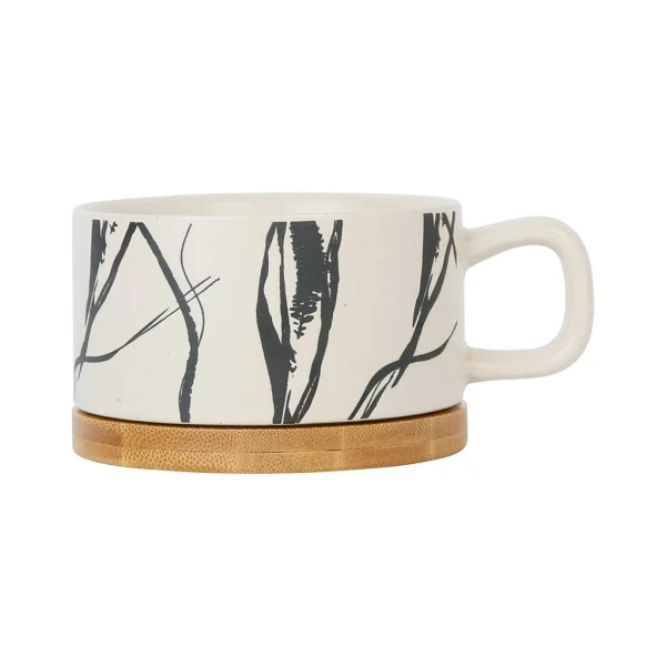 SEMA DESIGN Tasse à Thé En Grès Crème Et Noir Mate – Terre Boheme prix pas cher 1