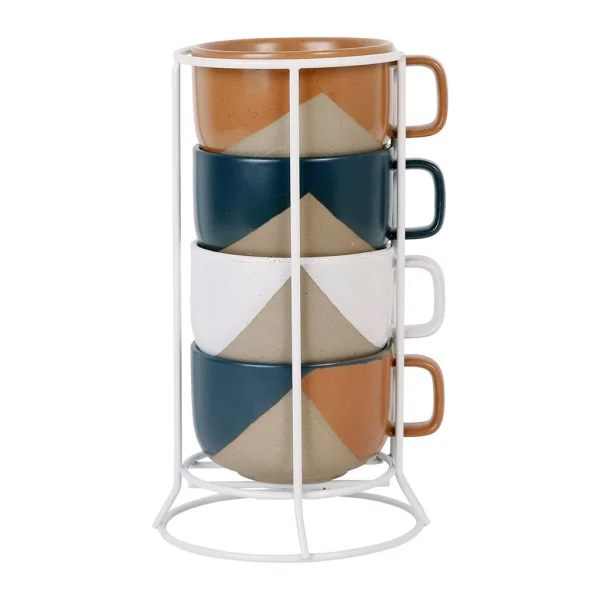 SEMA DESIGN Tasse à Thé Avec Support En Grès Indigo, Blanc Et Terracotta -courba soldes en ligne 1