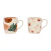 achat pas cher SEMA DESIGN Mugs X2 Terracotta Et Vert 30cl En Porcelaine – Sweet Leaves 11