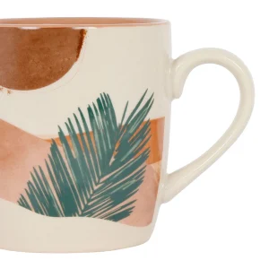 achat pas cher SEMA DESIGN Mugs X2 Terracotta Et Vert 30cl En Porcelaine – Sweet Leaves 6