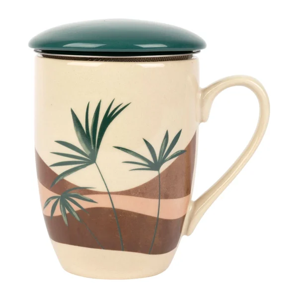 boutique en france SEMA DESIGN Tisanière Terracotta Et Vert En Porcelaine Avec Filtre 37.5cl – Sweet Leaves 1