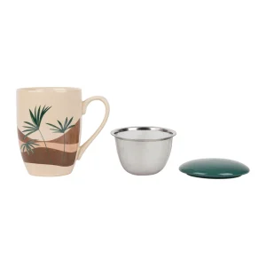 boutique en france SEMA DESIGN Tisanière Terracotta Et Vert En Porcelaine Avec Filtre 37.5cl – Sweet Leaves 9