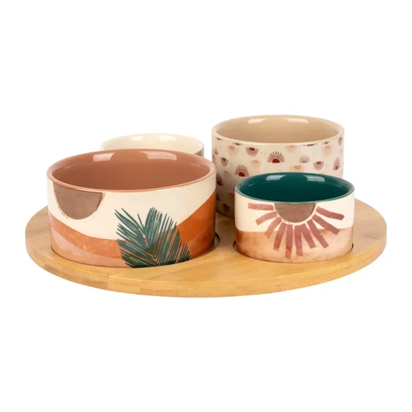 SEMA DESIGN Coupelles X4 En Porcelaine Et Plateau En Bambou – Sweet Leaves Acheter Maintenant 1