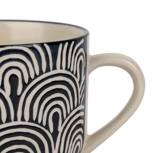 magasin en ligne france SEMA DESIGN Tasse à Déjeuner X2 Arc En Ciel Taupe Et Bleu Marine 60cl En Grès – Blue Sand 3