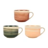 SEMA DESIGN Tasse Dejeuner X3 Sweet Leaves Terracotta+vert+corail 60cl-d12xh8.5cm Gres soldes luxe 10