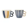 SEMA DESIGN Tasse à Déjeuner X2 Bleu Et Beige 60cl En Grès – Blue Sand a Prix Discount 16