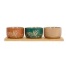 magasin SEMA DESIGN Coupelles X3 Feuilles En Grès Et Plateau En Bois émeraude, Terracotta Et Corail – Sweet Leaves 14