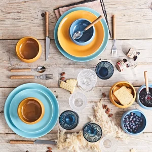 BASTIDE Assiette Plate En Grès Bleu D25cm – Itya soldes pas cher 9